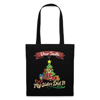 Cher Père Noël Ma sœur l’a fait frères et sœurs Noël - Sac en tissu - noir - Devant