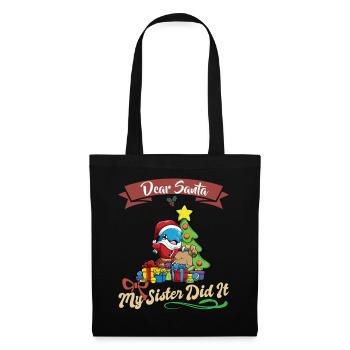 Cher Père Noël Ma sœur l’a fait frères et sœurs Noël - Sac en tissu - noir - Devant