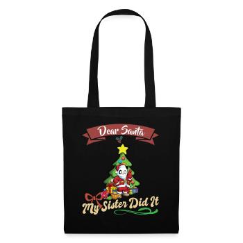 Cher Père Noël Ma sœur l’a fait frères et sœurs Noël - Sac en tissu - noir - Devant