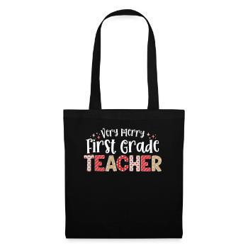 Very Merry 1st Grade Teacher First Christmas - Tote Bag - black - Front