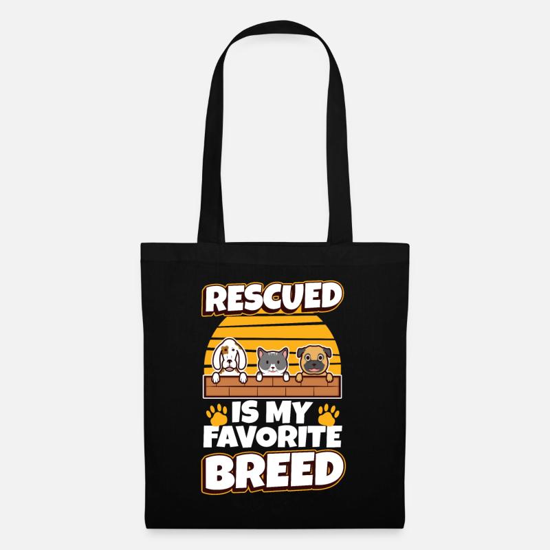 Rescued is my favorite breed cropped - Stoffbeutel - Schwarz