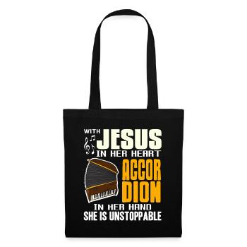 With jesus in her heart accordion she unstoppable - Tote Bag - black - Front