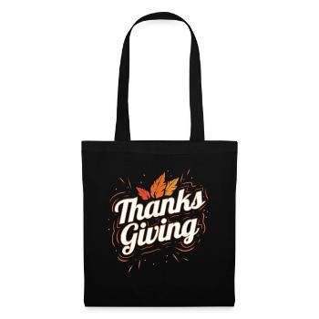 Brown Leaves Logo for Thanksgiving - Stoffbeutel - Schwarz - Vorne