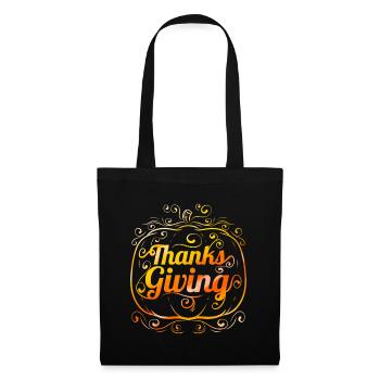Ornement orange citrouille Thanksgiving - Sac en tissu - noir - Devant