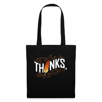 Thanks Brown Feather Thanksgiving - Stoffbeutel - Schwarz - Vorne