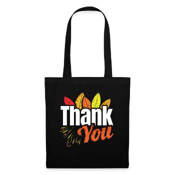Logo de remerciement avec des plumes colorées Thanksgiving - Sac en tissu - noir - Devant