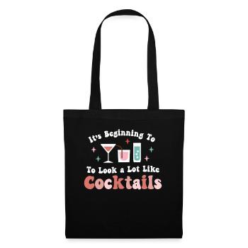Beginnen, wie Cocktails Weihnachten auszusehen - Stoffbeutel - Schwarz - Vorne