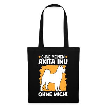 Ohne meinen Akita Inu ohne mich japanischer Spitz - Stoffbeutel - Schwarz - Vorne