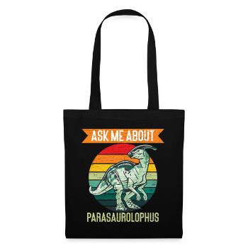Reto Parasaurolophus Dino Dinosaurier - Stoffbeutel - Schwarz - Vorne