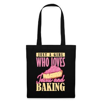 Just a Girl who Loves Jesus and Baking Backen - Stoffbeutel - Schwarz - Vorne