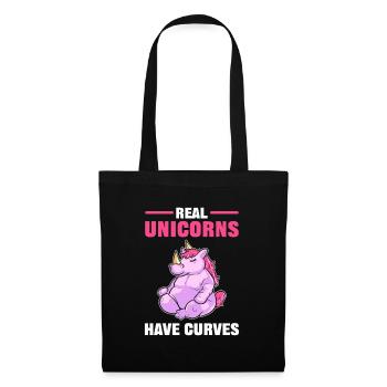 Real Unicorns Have Curves Rhino Rhinoceros - Stoffbeutel - Schwarz - Vorne