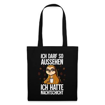 Ich Hatte Nachtschicht Kaffee Faultier - Stoffbeutel - Schwarz - Vorne