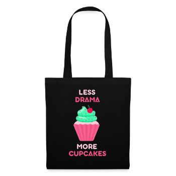 Weniger Drama Mehr Cupcakes Süß Liebhaber Cupcake - Stoffbeutel - Schwarz - Vorne