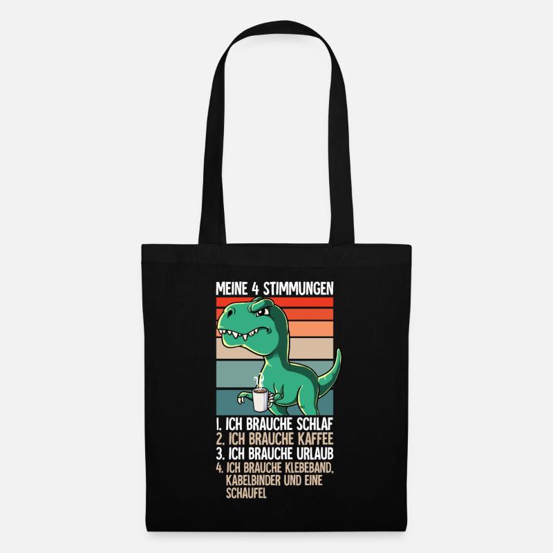 Meine 4 Stimmungen Kaffee T-rex - Stoffbeutel - Schwarz