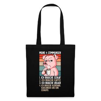 Meine 4 Stimmungen Kaffee Schwein - Stoffbeutel - Schwarz - Vorne