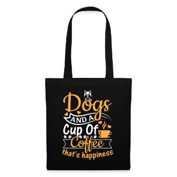 Dogs And A Cup Of Coffee That's Happiness - Cute D - Stoffbeutel - Schwarz - Vorne
