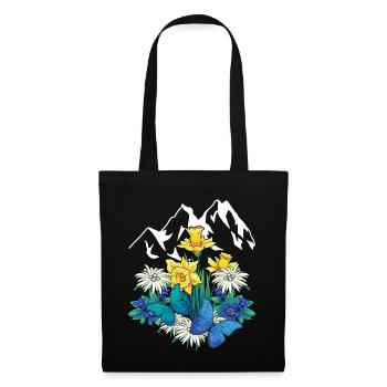 Austria Tyrol Spring Nature Alm Gentian Flowers - Tote Bag - black - Front