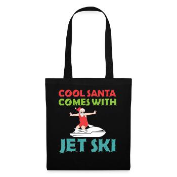 Cooler Weihnachtsmann Kommt Mit Jetski - Christmas - Stoffbeutel - Schwarz - Vorne