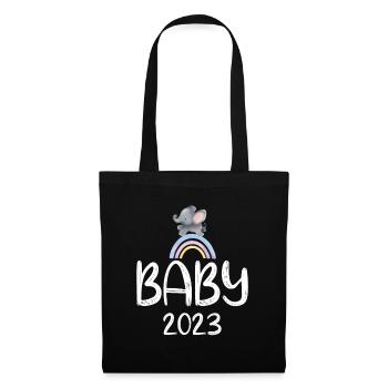 Baby 2023 Niedlicher Elefant - Stoffbeutel - Schwarz - Vorne