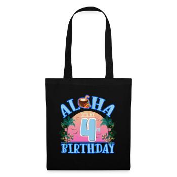 Aloha It's My 4th Birthday Kokosnuss Getränk Und - Stoffbeutel - Schwarz - Vorne