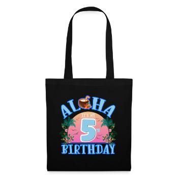 Aloha It's My 5th Birthday Kokosnuss Getränk Und - Stoffbeutel - Schwarz - Vorne