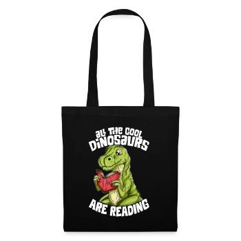 Dinosaurier T-Rex Buch Bücher lesen Dino Geschenk - Stoffbeutel - Schwarz - Vorne