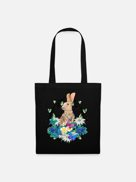 Frühlingsanfang Hase Osterhase frohe Ostern Natur - Stoffbeutel - Schwarz