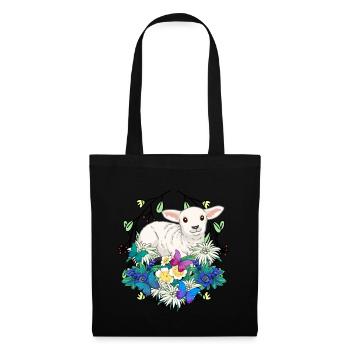 Début du printemps Agneau Moutons Joyeuses Pâques Nature - Sac en tissu - noir - Devant