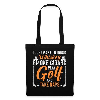 Ich möchte Trinken Rauchen Golfen Und Schlafen - Stoffbeutel - Schwarz - Vorne