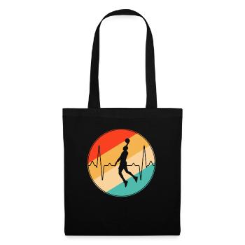 baseball retro herzschlag - Stoffbeutel - Schwarz - Vorne