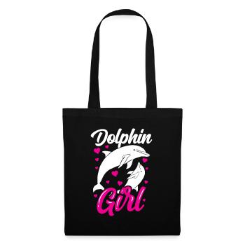 Delfin Mädchen Liebhaber Delphine Delfine Delphin - Stoffbeutel - Schwarz - Vorne