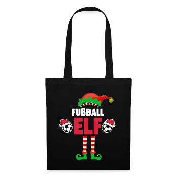 Weinachten Weihnachtself Fußball Elf Elfen - Stoffbeutel - Schwarz - Vorne