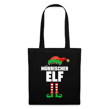 Weinachten Weihnachtself Mürrischer Elf Elfen - Stoffbeutel - Schwarz - Vorne