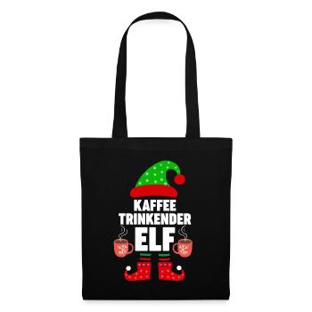Weinachten Weihnachtself Kaffee Elf Elfen - Stoffbeutel - Schwarz - Vorne
