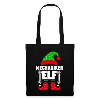Weinachten Weihnachtself Mechaniker Elf Elfen - Stoffbeutel - Schwarz - Vorne