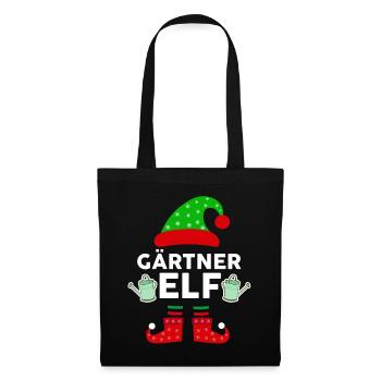 Weinachten Weihnachtself Gärtner Elf Elfen - Stoffbeutel - Schwarz - Vorne