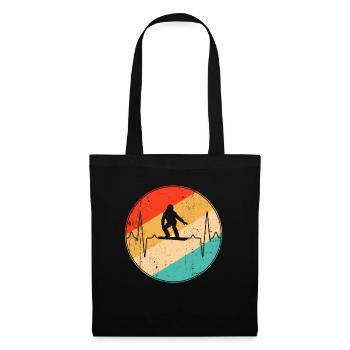 snowboarden retro herzschlag - Stoffbeutel - Schwarz - Vorne