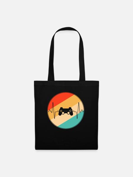 gaming retro herzschlag - Stoffbeutel - Schwarz