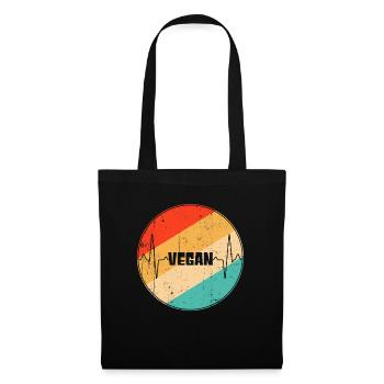 Rythme cardiaque rétro végétalien - Sac en tissu - noir - Devant