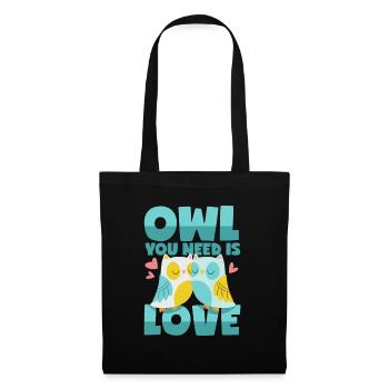 Amour des hiboux - Sac en tissu - noir - Devant