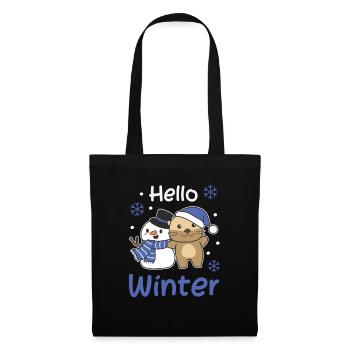Otter Hello Winter Snowman Snow Christmas - Tote Bag - black - Front