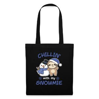 Sloth Chillin avec mon bonhomme de neige - Sac en tissu - noir - Devant