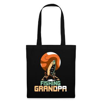 Angelnder Opa Fischen Fischer Angeln Angler - Stoffbeutel - Schwarz - Vorne