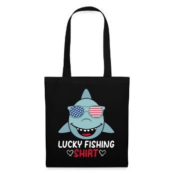 Lucky Fishing Shirt Fishing Lover Fisherman Fish A - Stoffbeutel - Schwarz - Vorne