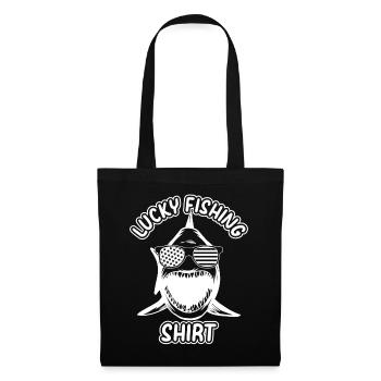 Fisherman Trout Fishing Fish Angler - Lucky Fishin - Stoffbeutel - Schwarz - Vorne