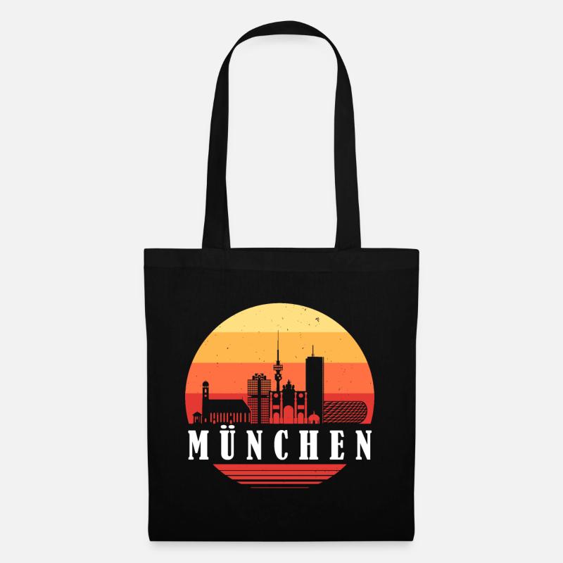 München Retro Skyline - Stoffbeutel - Schwarz