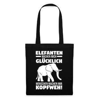 Dickhäuter Rüsseltier Elefant - Stoffbeutel - Schwarz - Vorne