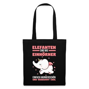 Dickhäuter Rüsseltier Einhorn Elefant - Stoffbeutel - Schwarz - Vorne