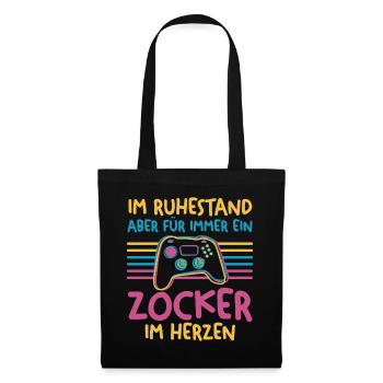 Ruhestand Rentner Gaming Zocken Zocker Gamer - Stoffbeutel - Schwarz - Vorne