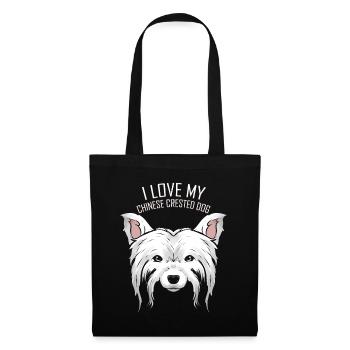 Dog Lover - I Love My Chinese Crested Dog - Stoffbeutel - Schwarz - Vorne
